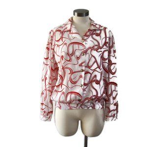 Vintage Toni Marie For Sissies Sportswear Blouse Red And White Elastic Waist Ban